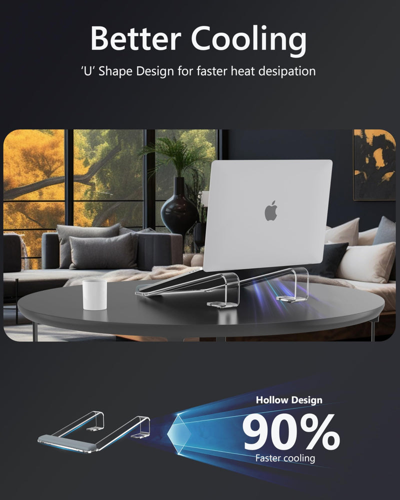 Clear Acrylic Laptop Stand for Desk, with Wrist Rest, Ergonomic Detachable Mount Compatible with 10-17'' All Laptops Such as MacBook Air Pro/HP/Dell/Lenovo Acrylic Clear