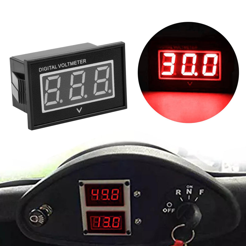 HUSUKU 12V 24V 36V 48V LED Digital Volt Meter Battery Meter Gauge led Voltage Display for Golf Cart Club Car EZGO Yamaha (Red) Red