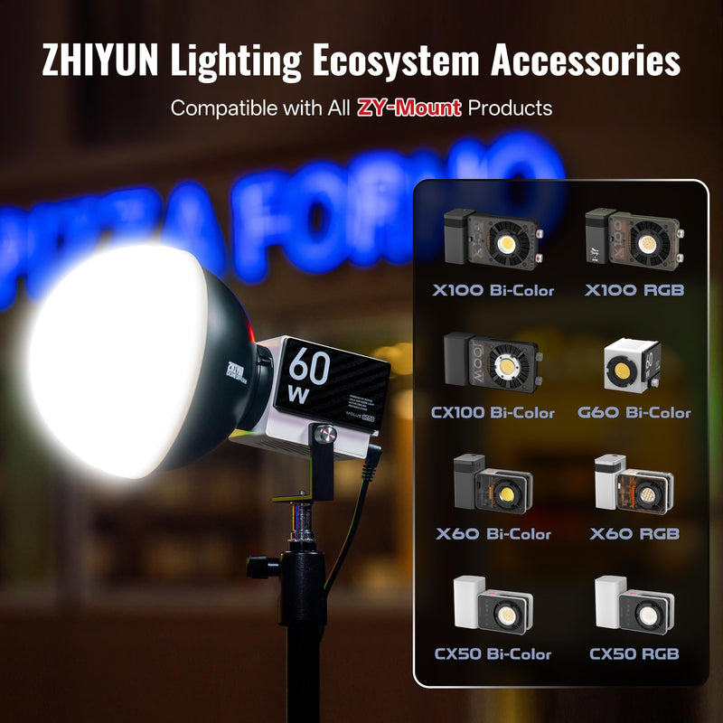 ZHIYUN Mini Dome Diffusion Softbox ZY Mount [Official] Quick Folding Quick Set Up with Diffusers/Honeycomb Grid Compatible with X100 X60 Series CX100 G60 CX50 Soft Light Video Recording Portraits Mini Lantern Softbox