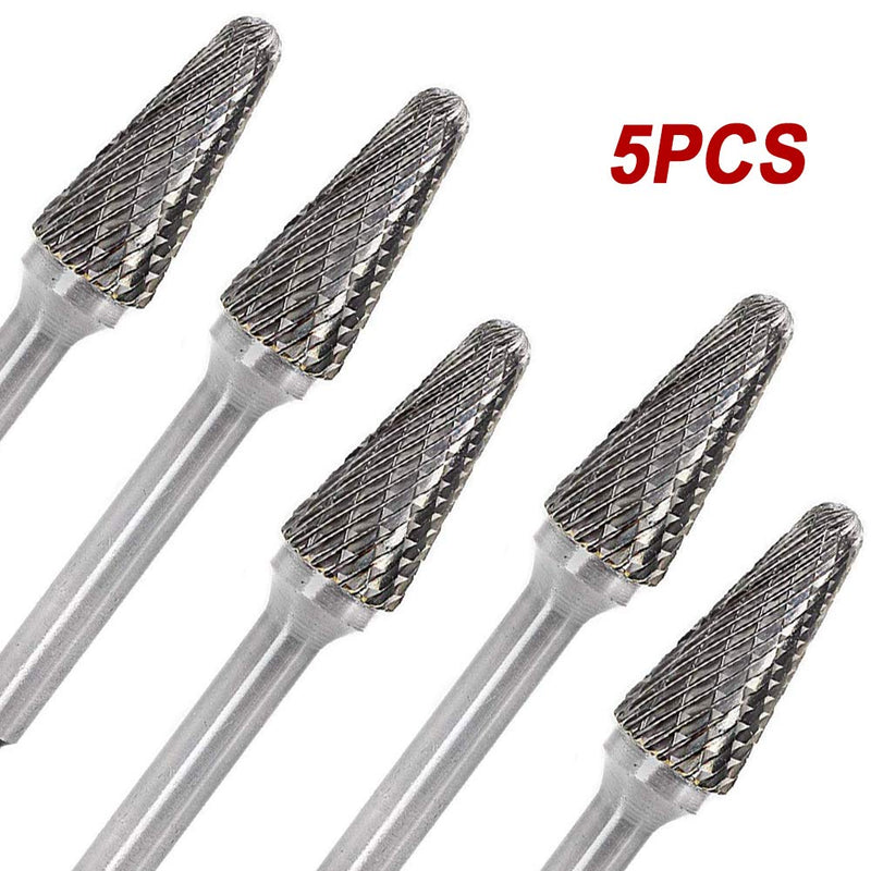 SL-4 5pcs Tungsten Carbide Burrs Cylinder Shape Double Cut Rotary Burr File(1/2" cutter Dia X 1"Cutter Length) with 1/4'' Shank dia,Pack of 5 SL-4 5PCS