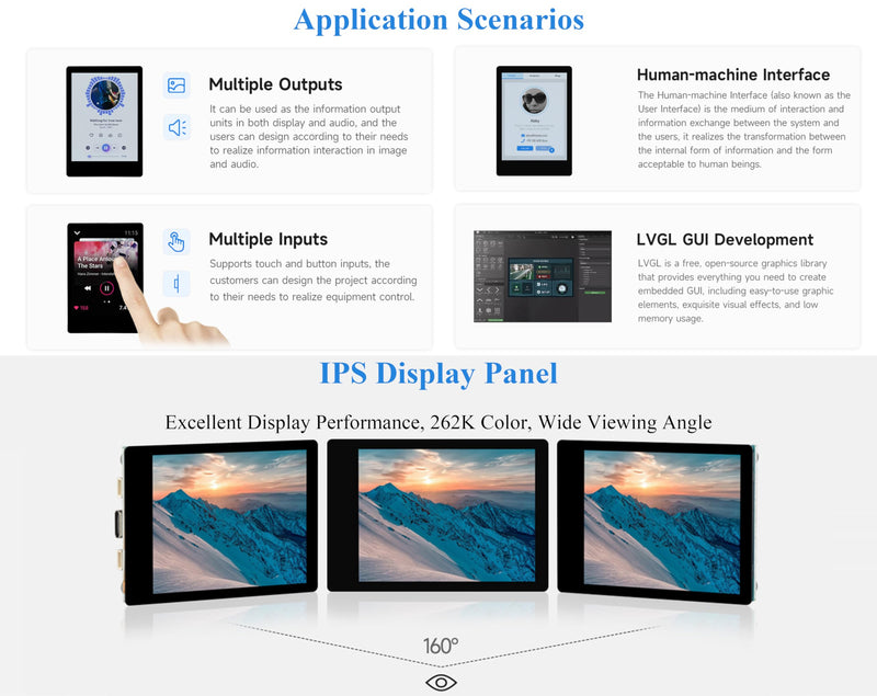 RP2350 2.8inch Capacitive Touch Display Development Board, 240x320, IPS Panel, 5-Point Touch, SPI Interface Display, Accelerometer and Gyroscope Sensor, I2C Interface 5-Point Touch