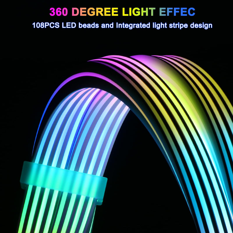 Sirlyr 12VHPWR RGB PSU Cables,90 degree Adapter 16 Pin GPU Cable,PCIE 5.0 ARGB Extension - Male to Male for RTX 3090Ti 4080Ti 4090 600W Graphic Card to ATX 3.0 Power Supply,PC Build 27In B Style White