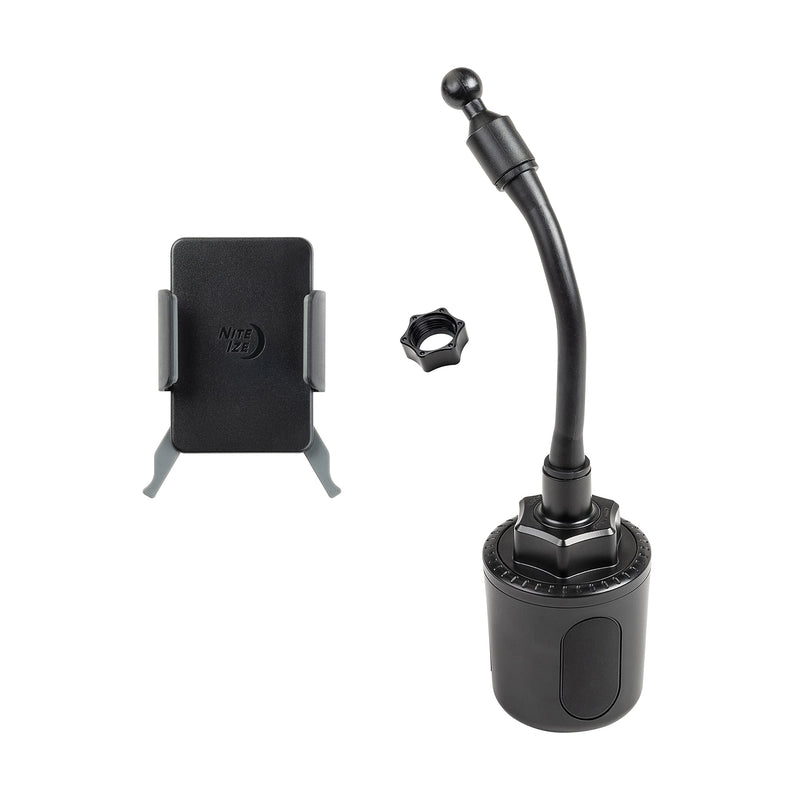 Nite Ize SUCH-01-R8 Squeeze Universal, Car iPhone, Samsung Galaxy Edge/Fold, Huawei, Google Pixel, Fits Virtually Any Phone Cup Holder Mount, Black