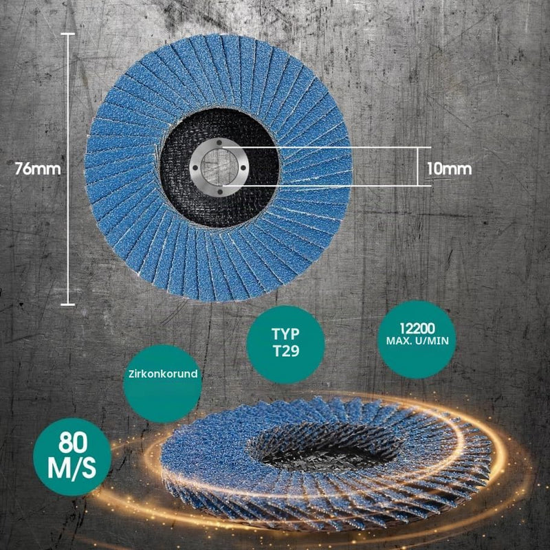 Flap Discs, Flap Discs, Sanding Discs, Sanding Mop Disc, 8 Pieces, Diameter 76 mm x 10 mm, Grain 40/60/80/120 Mixing Set, Sanding Disc, Sanding Mop Flap Disk