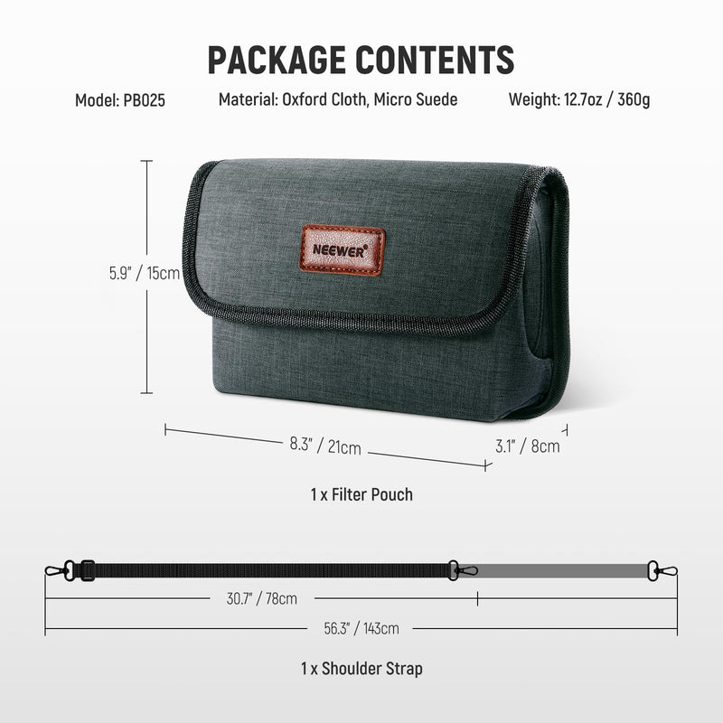 Neewer Camera Lens Filter Case with Water Resistant Hard Shell, 6 Soft Pockets, Shoulder Strap, Pro Photography Filter Bag Storage Pouch for 4''x 4'', 4''x 5.65'' Square, 95mm Circular Filters, PB025