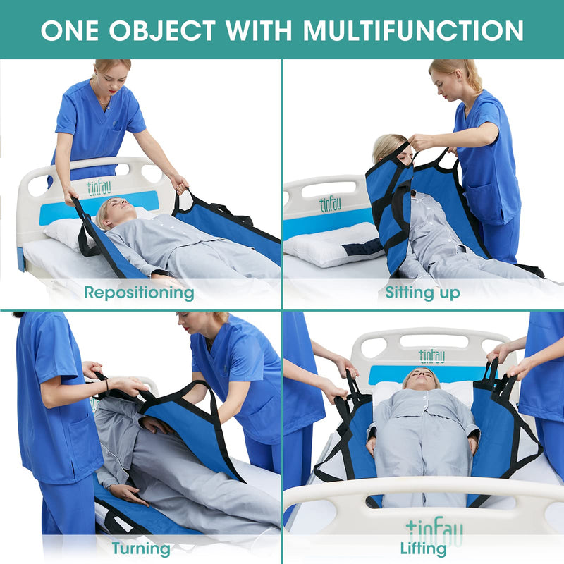 45" x 36" Positioning Bed Pad with Handles Washable Draw Sheets for Hospital Bed Ridden Patient Clothes Waterproof Glide Sheets for Patients Moving Pad for Lifting &Transfer Sheet, Light Blue 45" X 36"