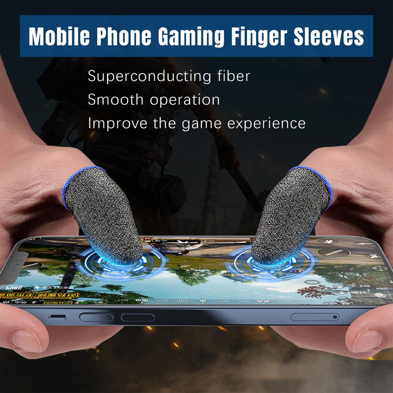 6 Pack Finger Sleeves for Gaming,Finger Sleeves Compatible with All Touchscreen Devices Smooth Feel Anti-Sweat Extremely Thin Blue Edge