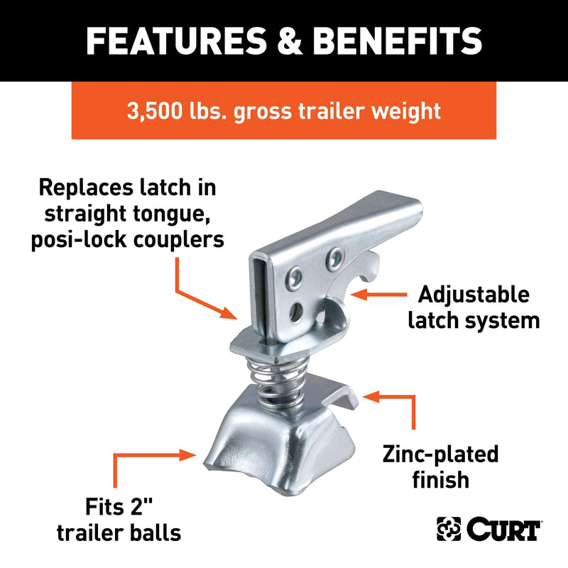 CURT 25194 Posi-Lock Coupler Replacement Latch for 2-Inch Trailer Hitch Ball, CLEAR ZINC