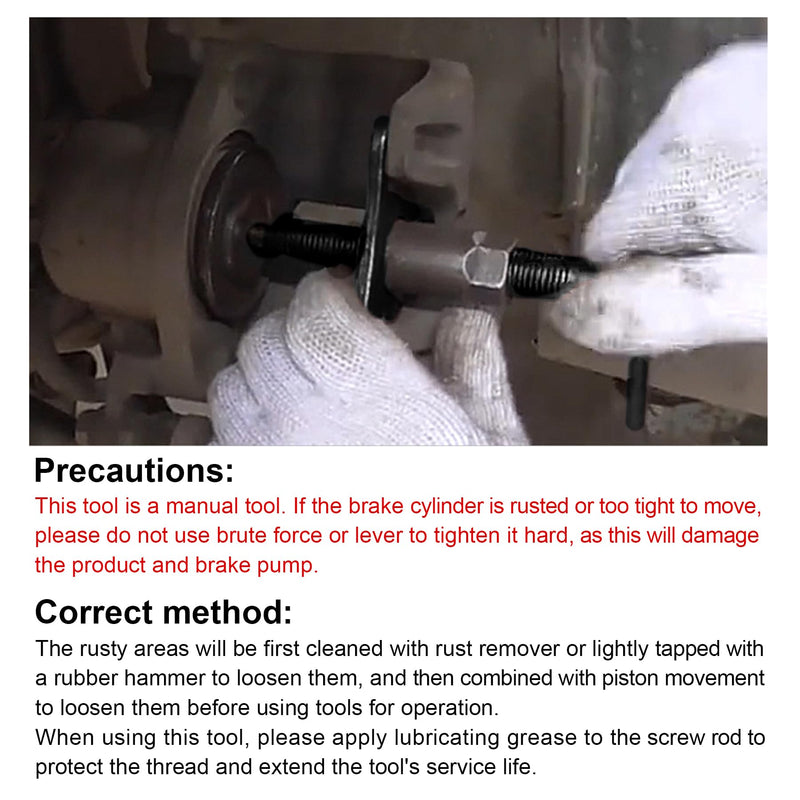 Brake Caliper Piston Rewind Tool,Car Rear Brake Pad Wind Back Tool,Right Handle Set Brake Caliper Wind Back Tool,Brake Piston Wind Back Tool for Replacement of Rear Brake Pad Universal Style