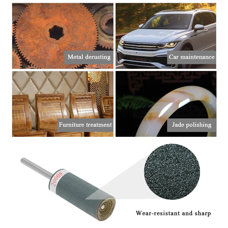 SG Store Pack of 10 sandpaper sanding head sandpaper rod sanding belts sleeves sanding wheel woodworking polishing tool 320-3000 grit
