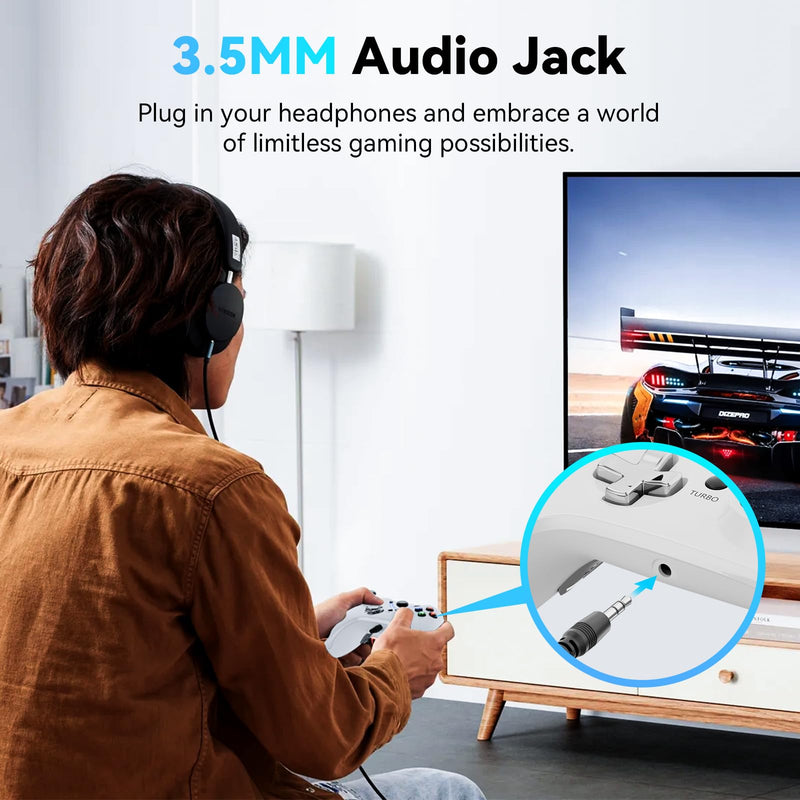 RALAN Wireless Controller with Paddles for Xbox One S/X, Xbox Series S/X, Windows PC, 2.4G Wireless Adapter with 3.5mm Headphone Jack, ALPS Joystick, Hall Effect Sensing trigger White
