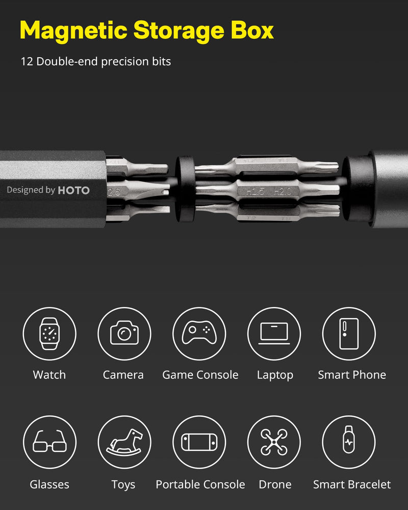 HOTO 24 in 1 Multi Bit Mini Screwdriver Set Magnetic, Manual Precision Screwdriver Set, EDC Pen Screwdriver for Eyeglasses, Electronics, Watches, Phones, Laptops, Cameras, Slate Grey