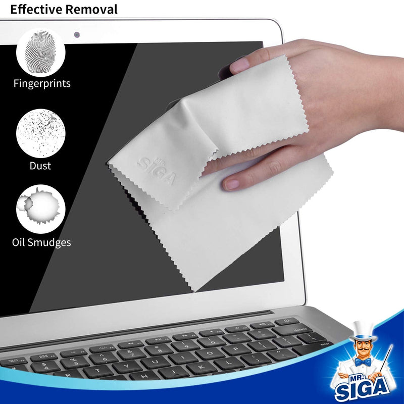 MR.SIGA Premium Microfiber Cleaning Cloths for Lens, Eyeglasses, Screens, Tablets, Glasses, 6 Pack, 6 x 7 inches (15 x 18 cm) Navy/Gray 6 Pack-6 X 7 inch