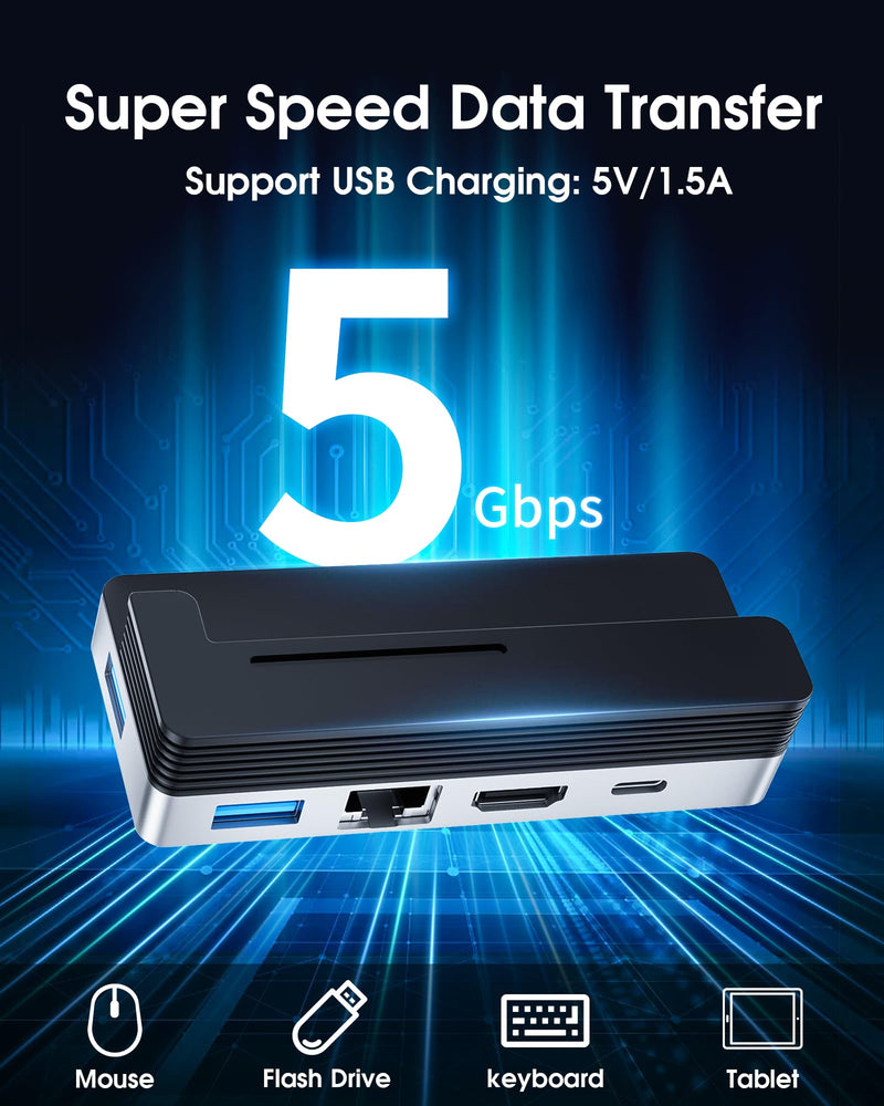 BYEASY Surface Pro 9 Docking Station, 6-in-2 USB-C Hub with 4K@60Hz HDMI, 100W PD Charging, 1000M Ethernet LAN, 2 USB 3.0 Ports, and TF Card Reader - Designed for Surface Pro 9 Hub only for surface pro 9