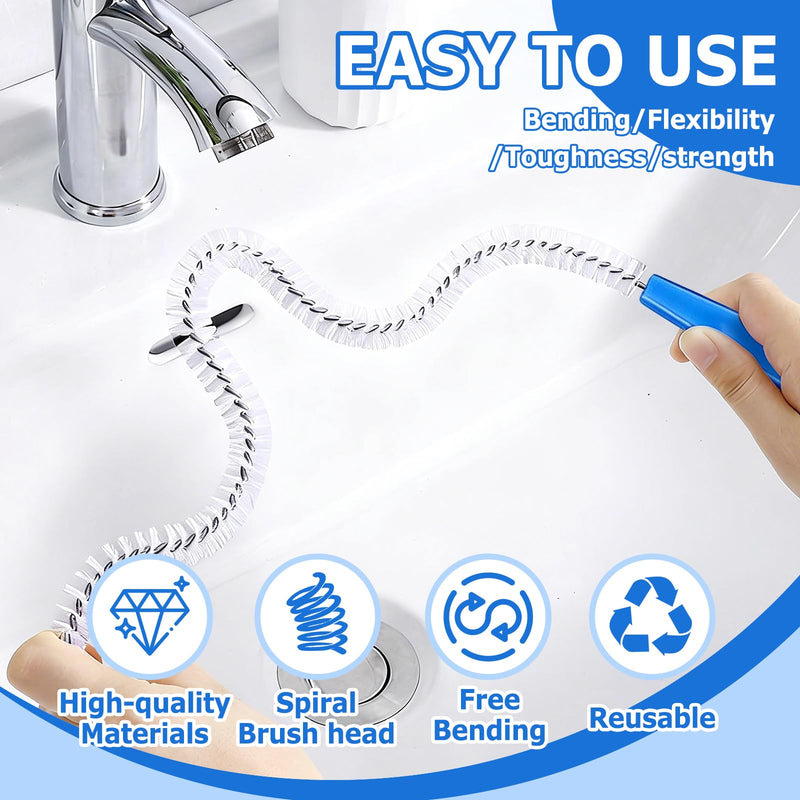 2 Pieces Drain Brush, 60 cm Drain Cleaner Brush, Cleaning Brushes for Sewers, Drain Cleaner Sticks, Drain Cleaner Hair for Sewers, Kitchen, Sink, Bathtub 2 Pieces, 60 Cm