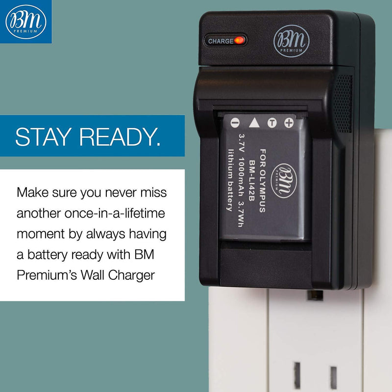 BM Premium LI-42B Battery and Battery Charger for Olympus Stylus 1040, 1050W, 1060, 1070, 1200, 7000, 7010, 7020, 7030, 7040, Tough 3000, TG-310, TG-320, VR310, VR320, VR330 Digital Camera