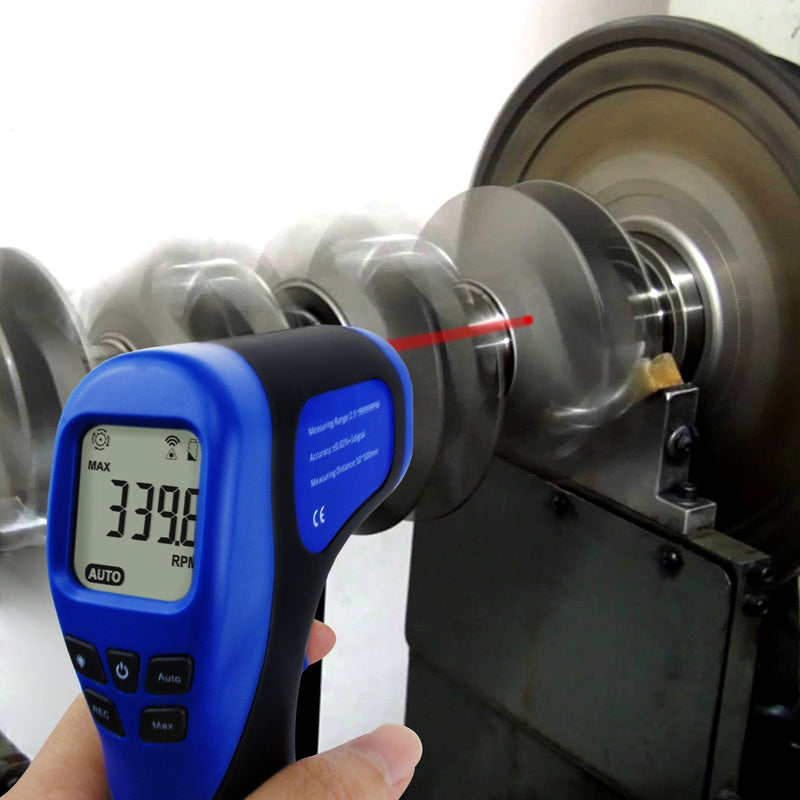 Handheld Digital Laser Non-Contact Tachometer, 2.5-99999 RPM, Record (60 Data) / MAX/MIN/AVG Function, ± 0.02% + 1 Digtal Accuracy, Tachometer Tach. Meter display Portable tachometer