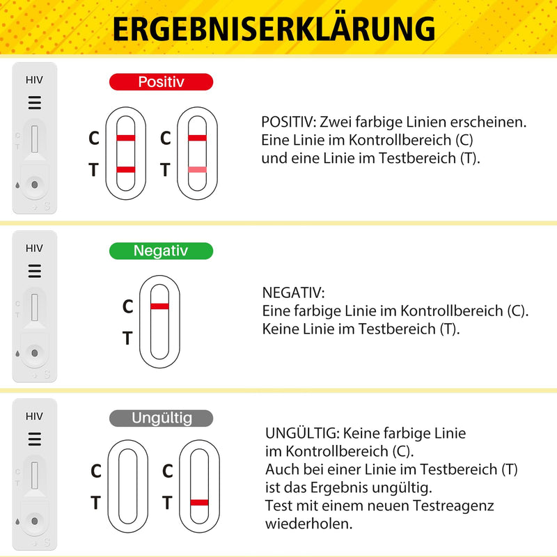2 x HIV Urine Self Test for Home - Discreet & Simple - No Blood | 2 full test kits with urine sample, results in 15 minutes, includes instructions for easy use at home. yellow