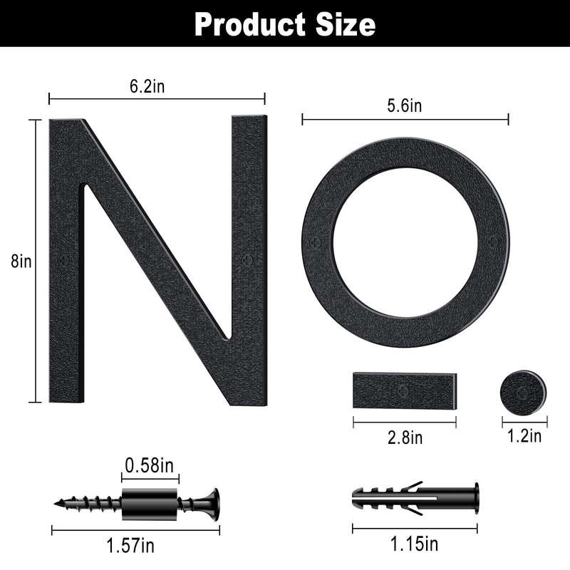 8 Inch Large Floating House Numbers, Black Modern House Number for Outside, Home Address Numbers for Outdoor Garage Gate Wall Street (No.-) 8 Inch No.-