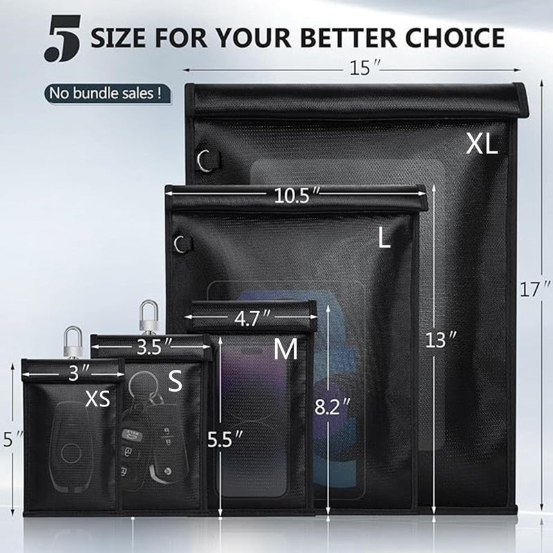 Simket Faraday Bags for Phones and Car Key 2 Pack, Signal Blocking Pouch, Cell Phone Signal Jammer, Car Key/WiFi/RFID/GPS Signal Blocker Black (m) M(Up to Phone)