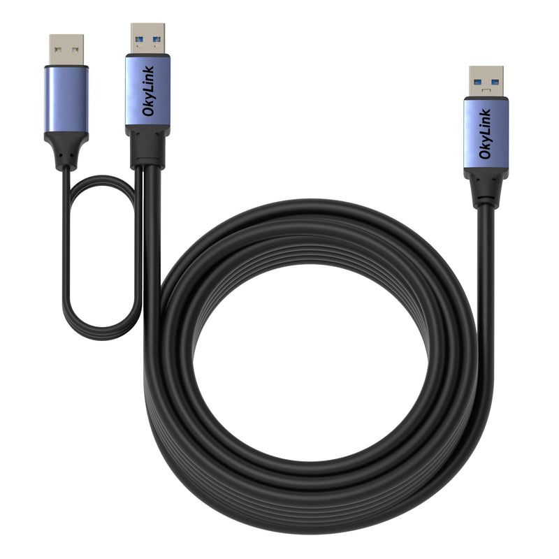32ft(10M) Active USB 3.0/3.2 Gen 1 Data Cable A Male to A Male with Optional Power Cable & Repeater 5Gbps for Long Distance Data Transfer 32ft (10M) Black cable + Gray shell
