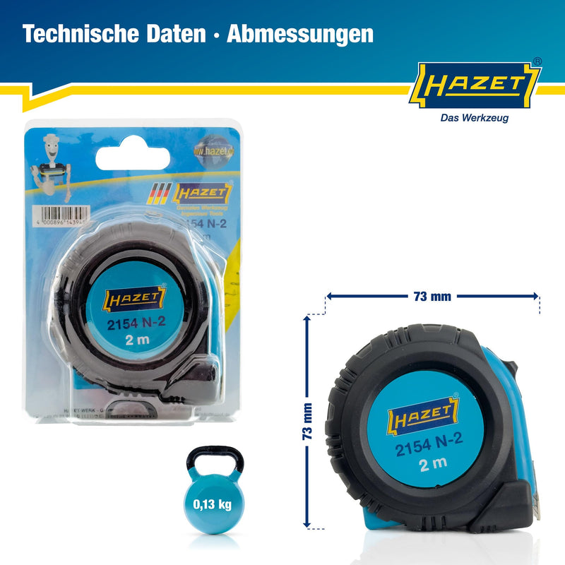 HAZET 2154N-2 Measuring Tape 2m/6.56ft, Multi-Colour | Length 2000 mm, width 16 mm, 134 g, L x W: 2000 mm x 16 mm, drive 290020 measuring tool, 610160 diagnostic (motor), 2 m
