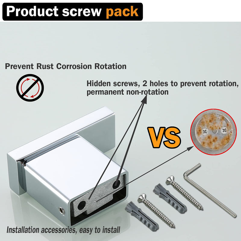RANDOM Towel Hooks Bathroom Hardware Accessories Coat Hook 304 Stainless Steel Clothes Hook for Bath Kitchen Contemporary Hotel Style Wall Mounted 2 Pack. (Square, Chrome) Single Hook-Polished Chrome