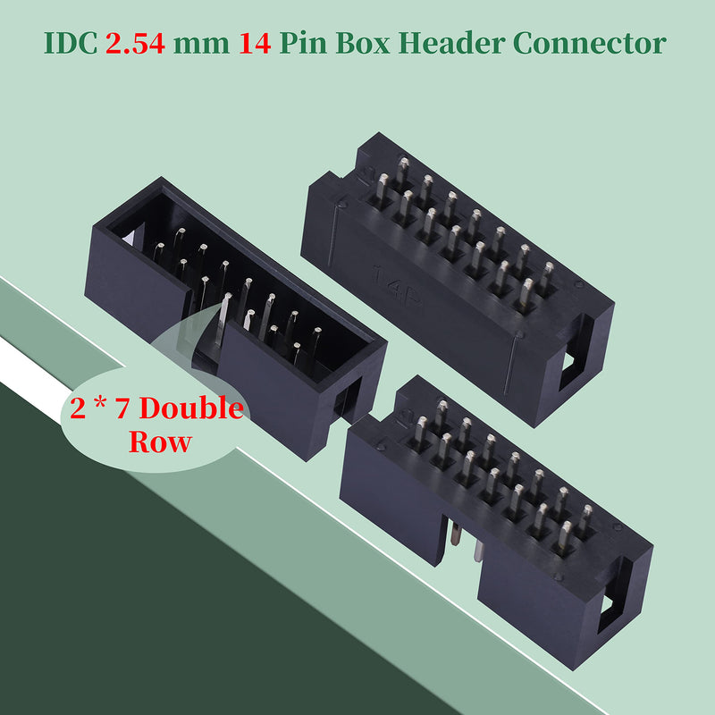 Pzsmocn Pack of 20 IDC 2 x 7 Double Row 14 Pin Box Connector Male Socket Terminals 2.54mm Pitch, JTAG ISP 14 Pin Straight Insert Adapter Socket Terminals for PCB Electronics Projects. 14-Pin 2.54mm Male Socket Terminals