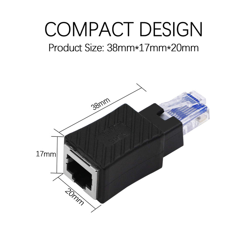 YACSEJAO Cat5e/Cat6 RJ45 Ethernet Adapter，2Pack Ethernet RJ45 / 8P8C Male to Female Adapter，Support Cat6 / Cat5e / Cat5 Standard LAN Cable