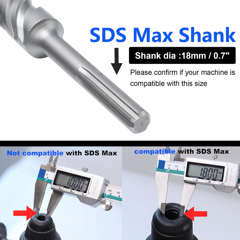 1-1/2 x 10 inch SDS Max Rotary Hammer Drill Bit, 38x260mm Carbide Tip Masonry Drill Bit,Concrete Drill Bit for Masonry, Brick, Stone, Concrete (Length :260mm / 10 inch, 38mm (1-1/2 in) Diameter) 38mm ( 1-1/2 in ) Diameter Length :260mm / 10 inch