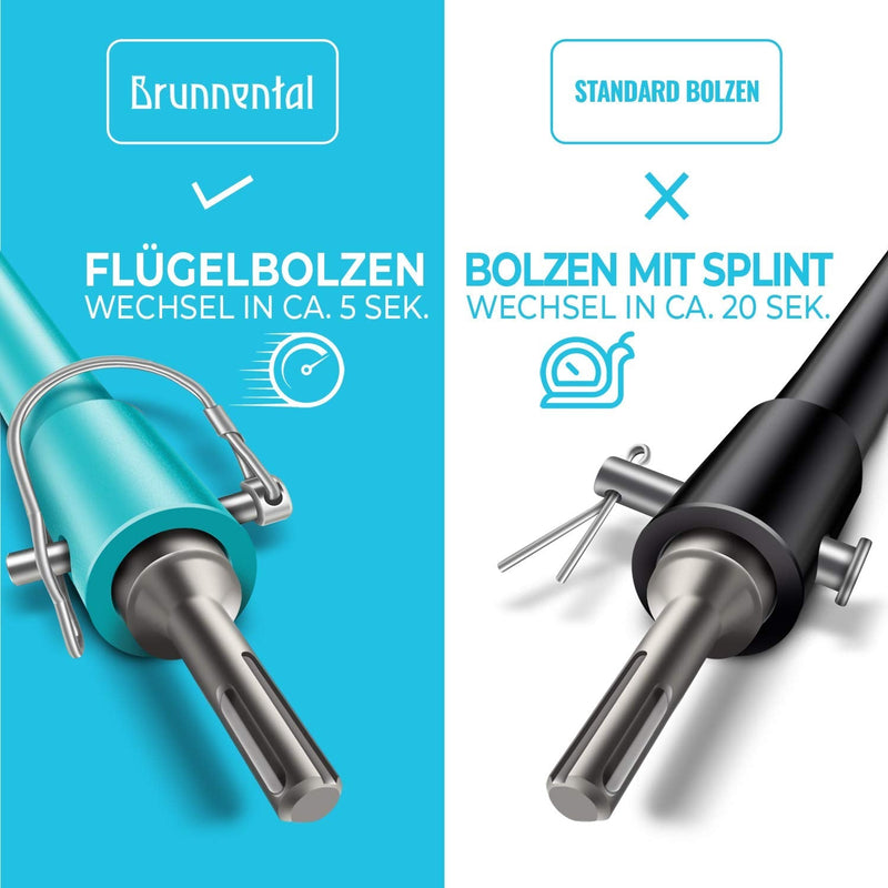 BRUNNENTAL ® SDS PLUS earth drill adapter + quick change bolt for hand drill - use your hammer drill as a well drill - earth hole drill adapter for drills with Ø 40 60 80 100 120 150 mm SDS Plus earth drill adapter + quick change