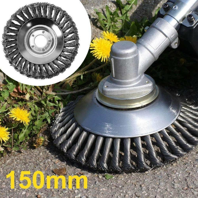 Trade-Shop Steel Wire Brush Head Weed Brush 15 cm x 2.54 cm Including Adapter Set Compatible with Stihl FS-55 FS-56 FS-80 FS-85 FS-90R FS-100 F-108
