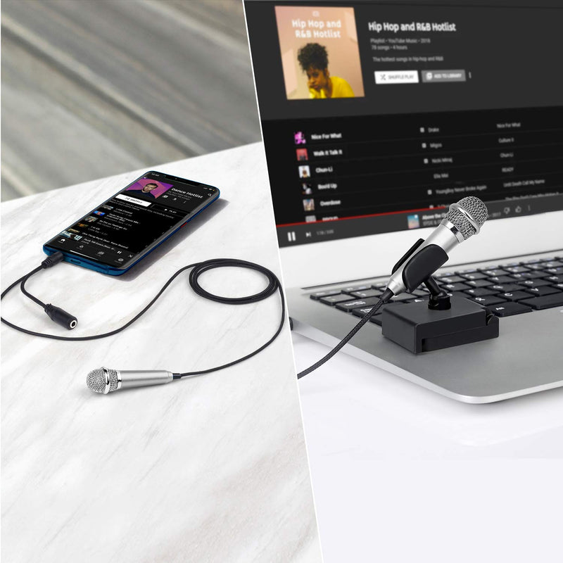 Uniwit Mini Portable Vocal/Instrument Microphone for Mobile Phone Laptop Notebook Apple iPhone Sumsung Android with Holder Clip - Silver