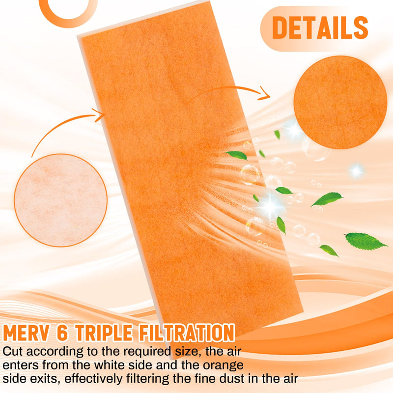 Hahafelt 4 Pcs 10.5 x 21.75 Inches Replacement Filter Pads Compatible with Renewaire ERV EV90P/EV200/EV240/EV300 (Orange White) Orange White
