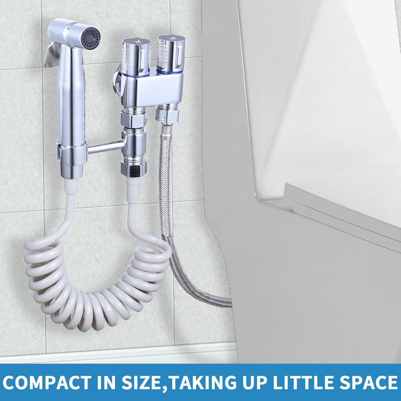 Handheld Toilet Bidet Sprayer for Toilet, Muslim Shower Bidet Toilet Hose Sprayer Kit, Jet Spray Bidet Attachment Connected to Faucet for Cloth Diaper Care and Feminine Wash (Silver) Silver