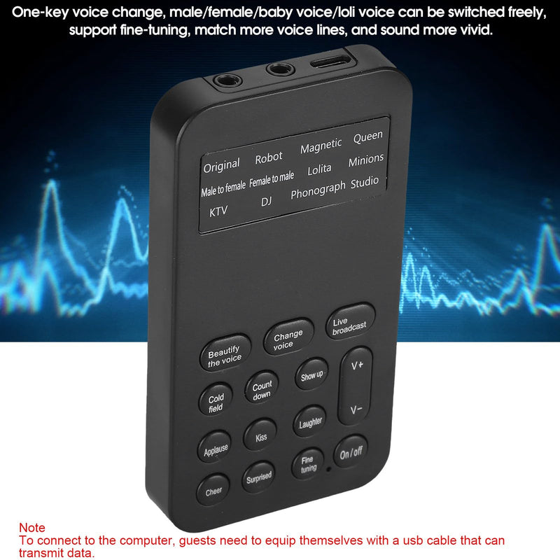 Handheld Voice Changer Device with 8 Sound Effects Real Time Voice Modulation for Mobile Phone Gaming Streaming Podcasts Plug Play Design Portable Sound Card