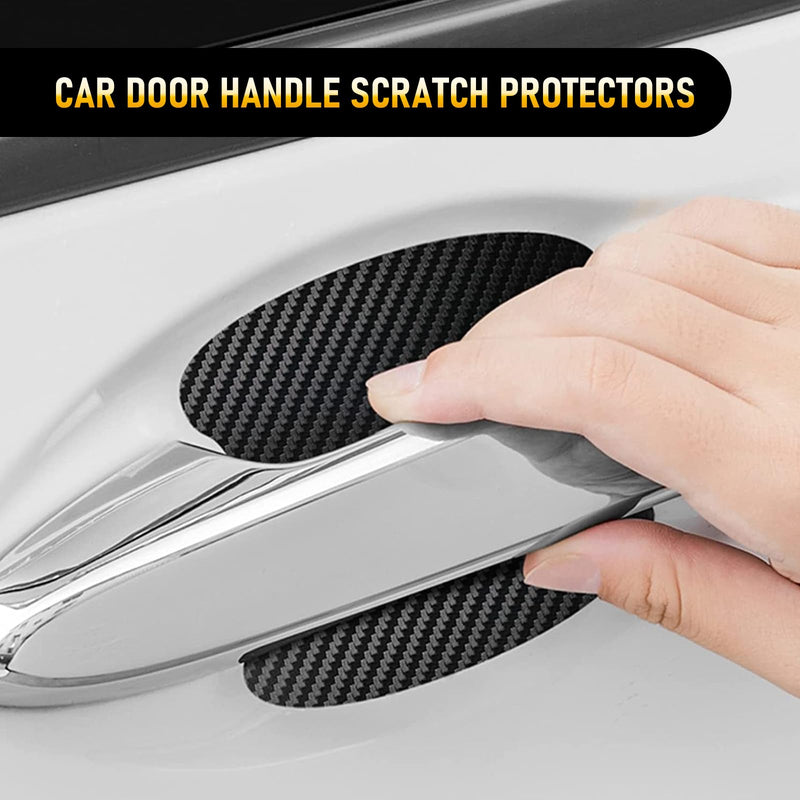 gunhunt 8 PCS Car Door Handle Scratch Protectors, Carbon Fiber Car Door Handle Cover Anti Scratch Car Stickers, Door Handle Cups Protective Film Door Bowl Sticker (Black) Carbon Fiber Black