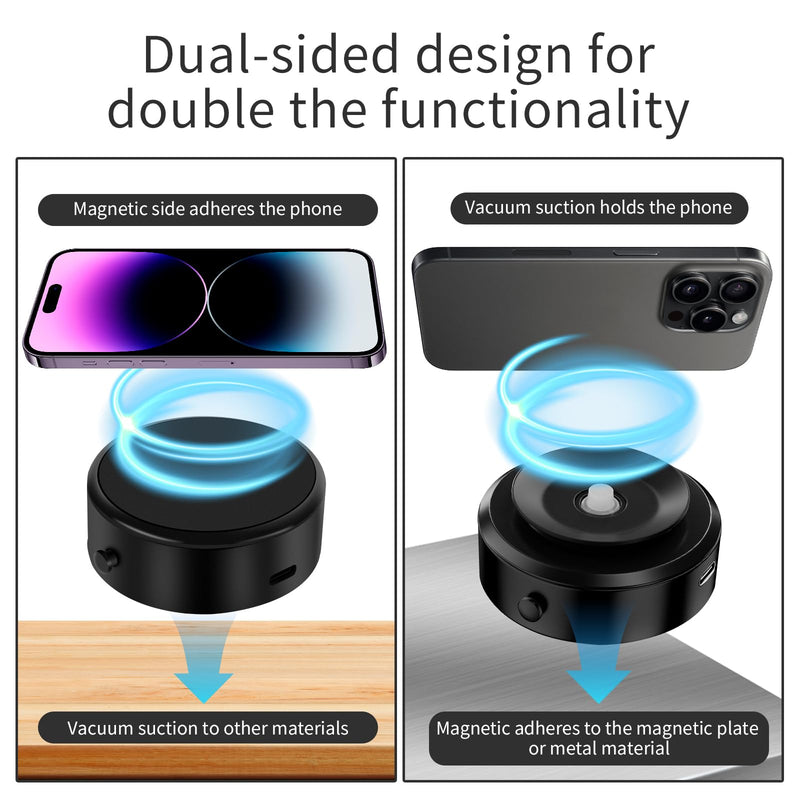 Electric Vacuum Magnetic Suction Car Phone Mount, Strong suction for Car Kitchen Mirro Gym Bath Shower & All Smooth Surface, Portable&Easy to use, Compatible with iPhone & Android (Black) Black