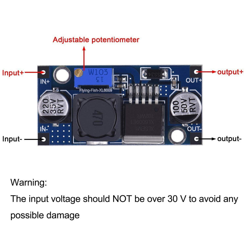 DollaTek 5Pcs Boost Converter Module XL6009 DC-DC 3.0-30V to 5-35V Output Voltage Adjustable Step-up Circuit Board