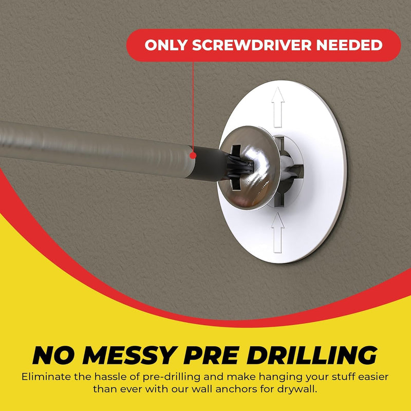 Heavy Duty Drywall Anchors and Screws Kit Including Toggle Anchors & Screws Durable Zinc Plastic Self Drilling Drywall Anchors for Hanging Pictures & More (50 Pack) 50 Pack