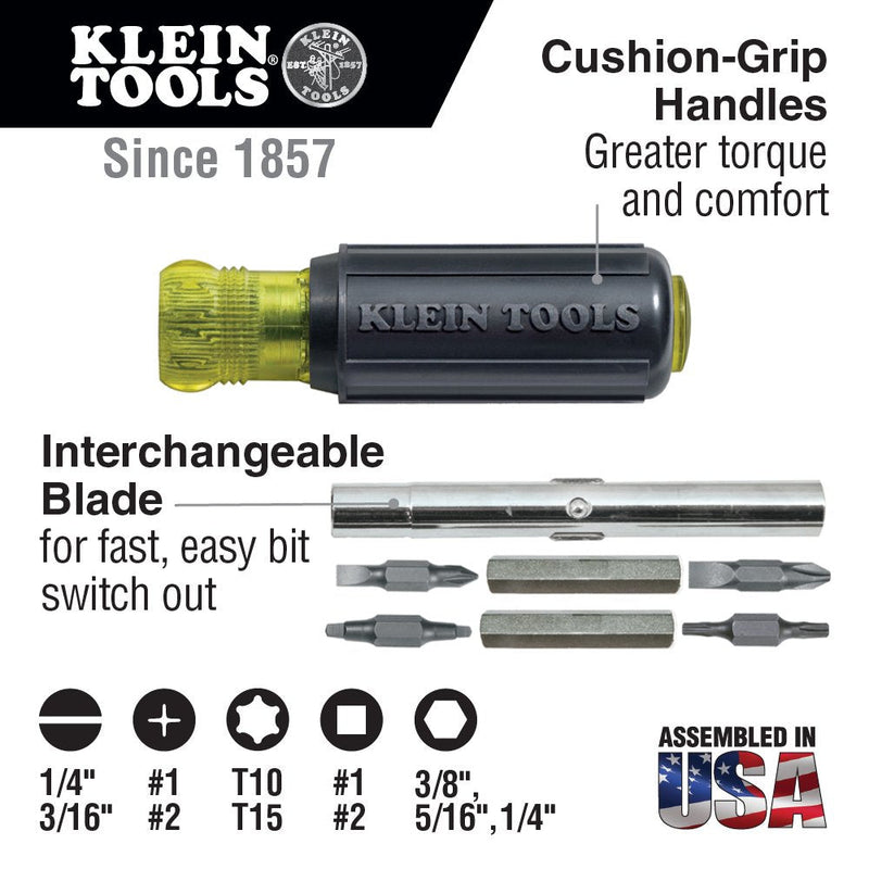 Klein Tools 80019 Tool Set, Multi-Bit Screwdriver and Nut Driver Tool Kit, 30 Different Industrial Strength Bits and Sizes, 4-Piece 4-Piece Driver Kit