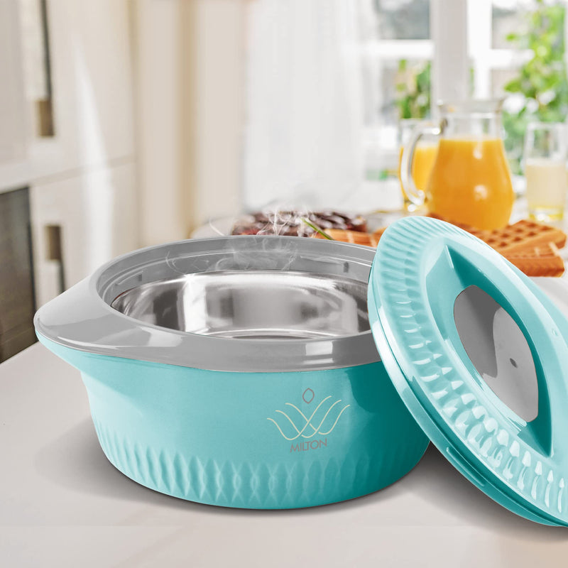 MILTON Royal 1500 Serving Casserole Double Walled Inner Stainless Steel, PU Insulated Kitchen Hot Pot, Keeps Food hot & Fresh for Roti, Biryani, 1270 ml Blue