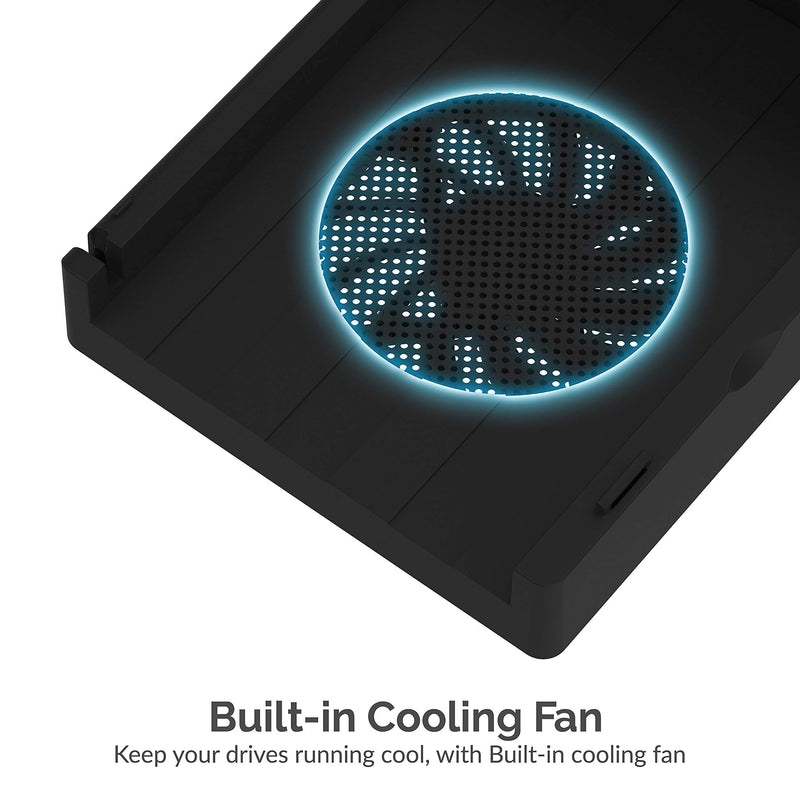 USB 3.0 to SATA External Hard Drive Lay Flat Docking Station with Built in Cooling Fan for 2.5 or 3.5in HDD, SSD+USB 3.0 Extension Cable A Male to A Female [Black] 6 Feet