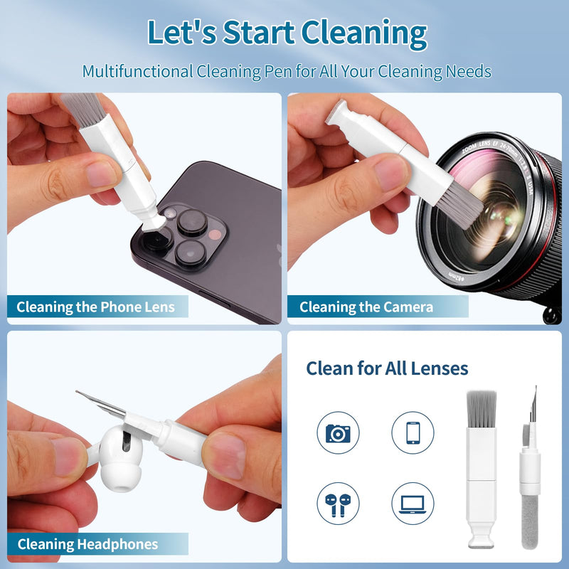 Keyboard Cleaner Laptop Cleaning Kit - 12 in 1 Computer Tech Cleaning Brush, Electronic Screen Cleaner with Multi-Function Cleaning Pen for MacBook, Tablet, iPhone, Earbuds, Camera, Lens