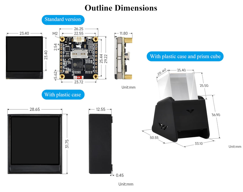 ESP32-S3 1.3inch Display Development Board, ESP32 with Display 240x240 Pixels, Built-in ST7789V2 Chip and 6-Axis IMU, 262K Color, SPI Communication, Supports 90° Hardware Rotation