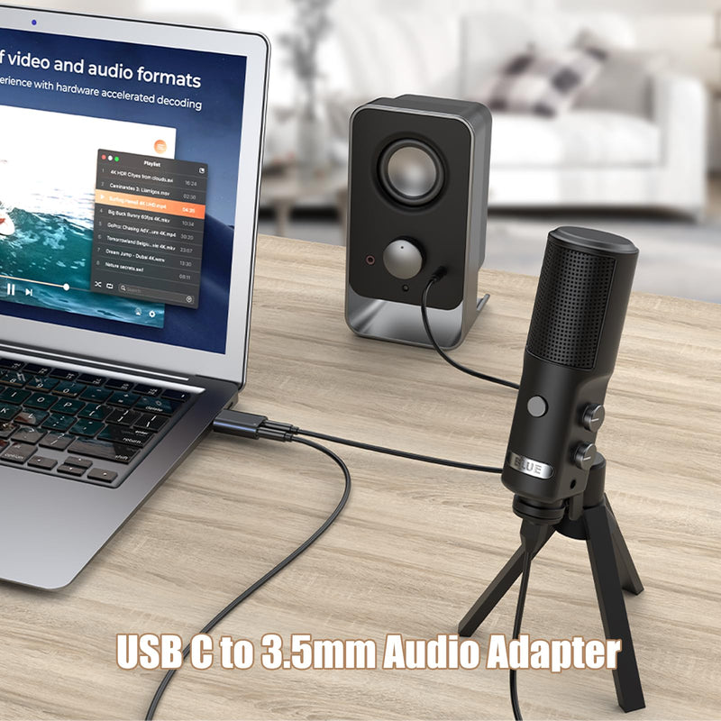 USB C to 3.5mm Audio Adapter - Type C to Aux Adapter for PS4/PS5/Headphones/Mac/Linux/Laptops/Desktop/Docking Stations