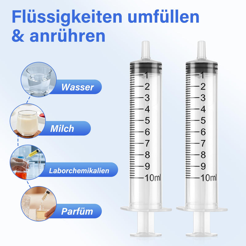 Pack of 20 Large Plastic Tube, 10ml with Clear Scale, Disposable Syringes, Individually Sealed for Laboratory, Industrial, Pet Feeding