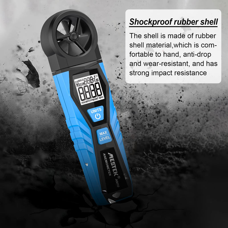 Digital Anemometer Wind Gauge MESTEK Wind Gauge Handheld Wind Speed Air Temperature Max Wind Gauge Measure 1.1~30m/s Wind Speed for Windsurfing Kite Drone Flying Sailing Surfing HVAC CFM