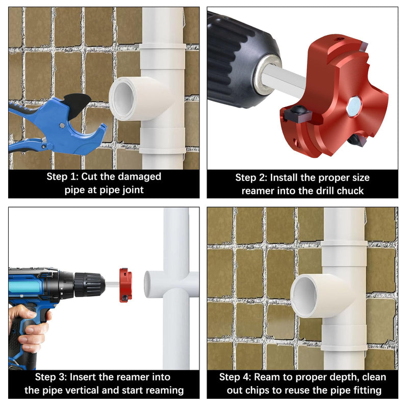 3 Inch PVC Pipe Reamer with Triple Blade,PVC Fitting Saver Socket Saver Plumbing Tool, 3" Plastic Pipe Fitting Reamer for Schedule 40 CPVC ABS Fitting Hub, Fit Standard 1/2" Drills 3 Inch