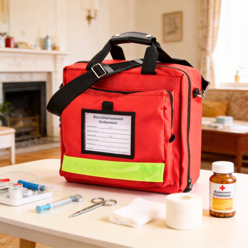 Empty First Aid Bag, Medical Bag, Emergency Bag, Sanitary Bag for Home Care, Vitamins, Doctor, Travel & Emergency, Red